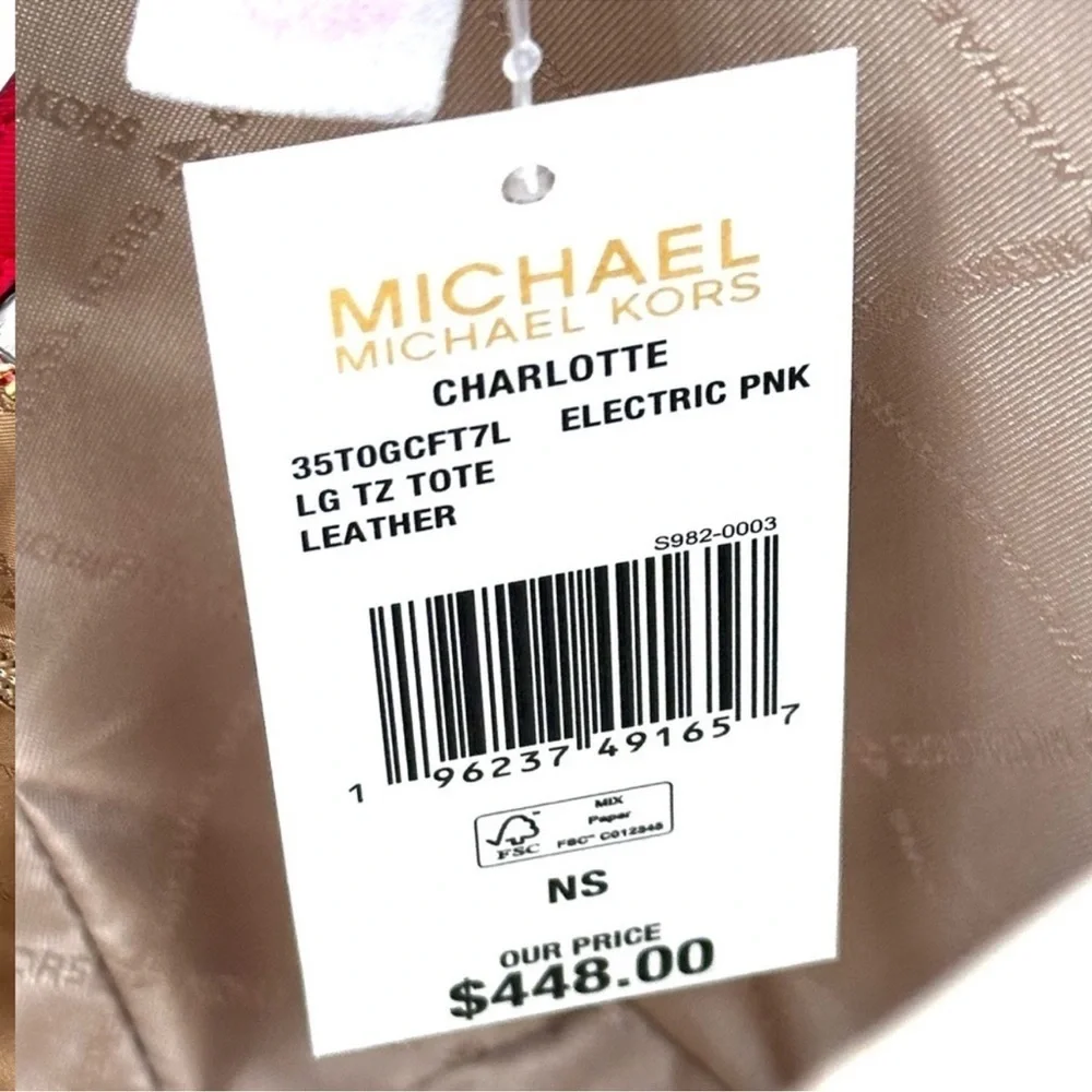 Michael Kors Large Charlotte Tote Bag Electric Pink